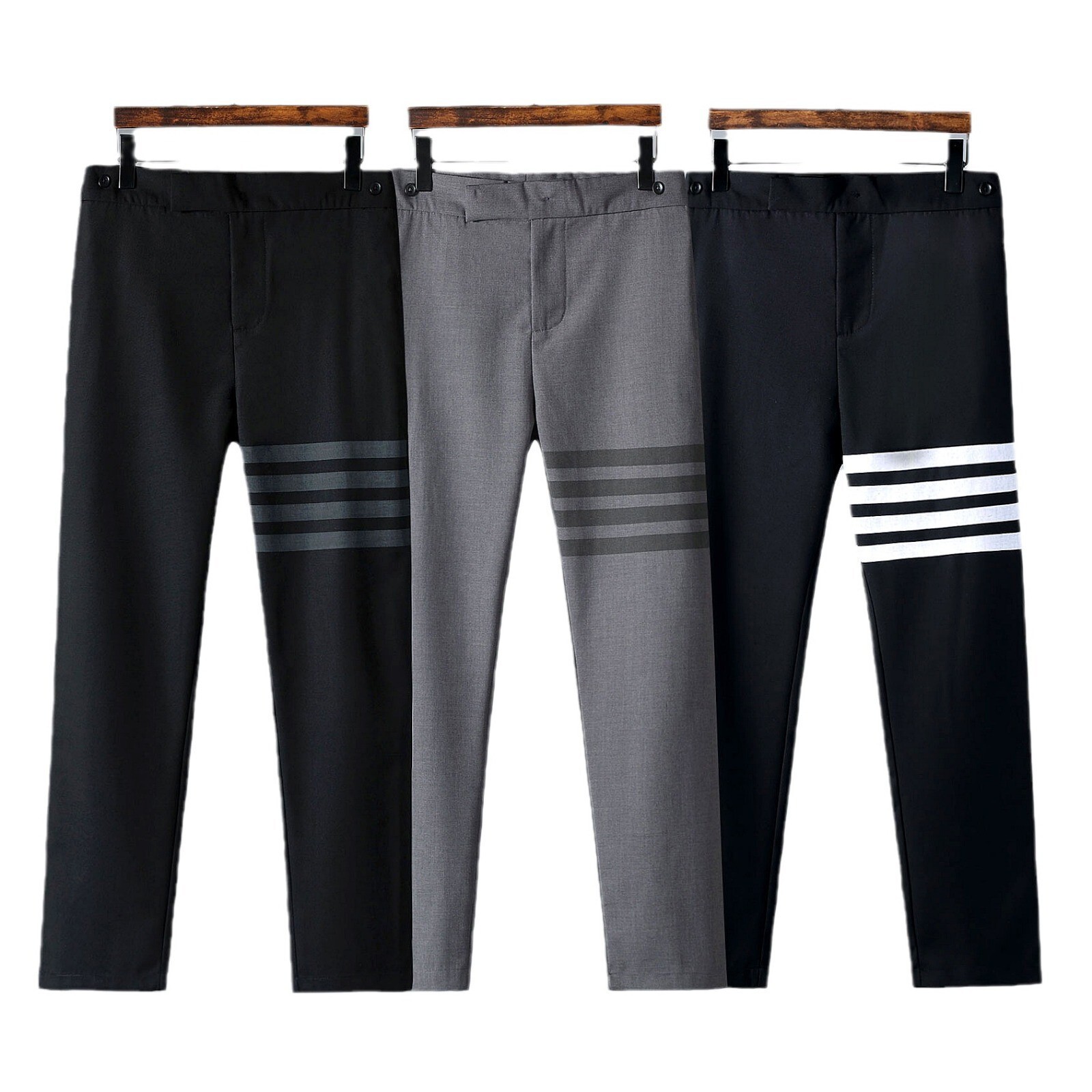 Tb Jl Gray Four-stripe Nine-point Pants Wool Blend Nine-point Mens Pants Four Seasons Casual Trendy Brand Unisex