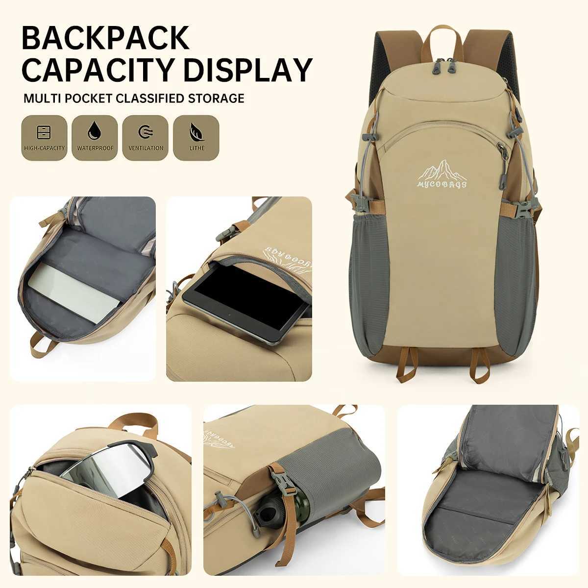 Mountaineering Bag Outdoor Large-Capacity Water-Repellent Backpack Quick-Drying Short-Distance Travel Hiking Backpack Sports TraM251222