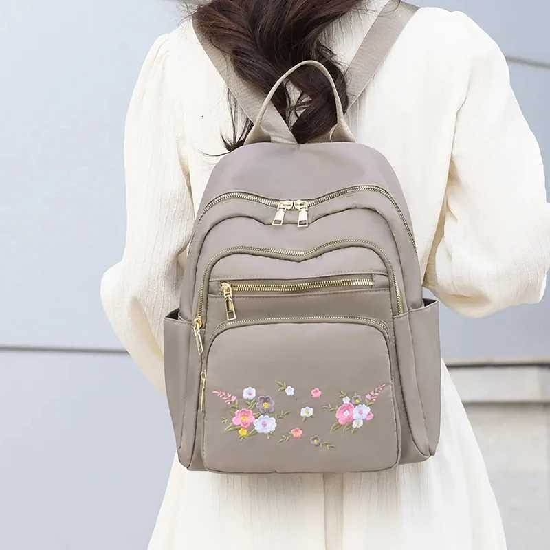 Womens fashion Oxford cloth double shoulder bag with embroidery and adjustable crossbody strapM251222