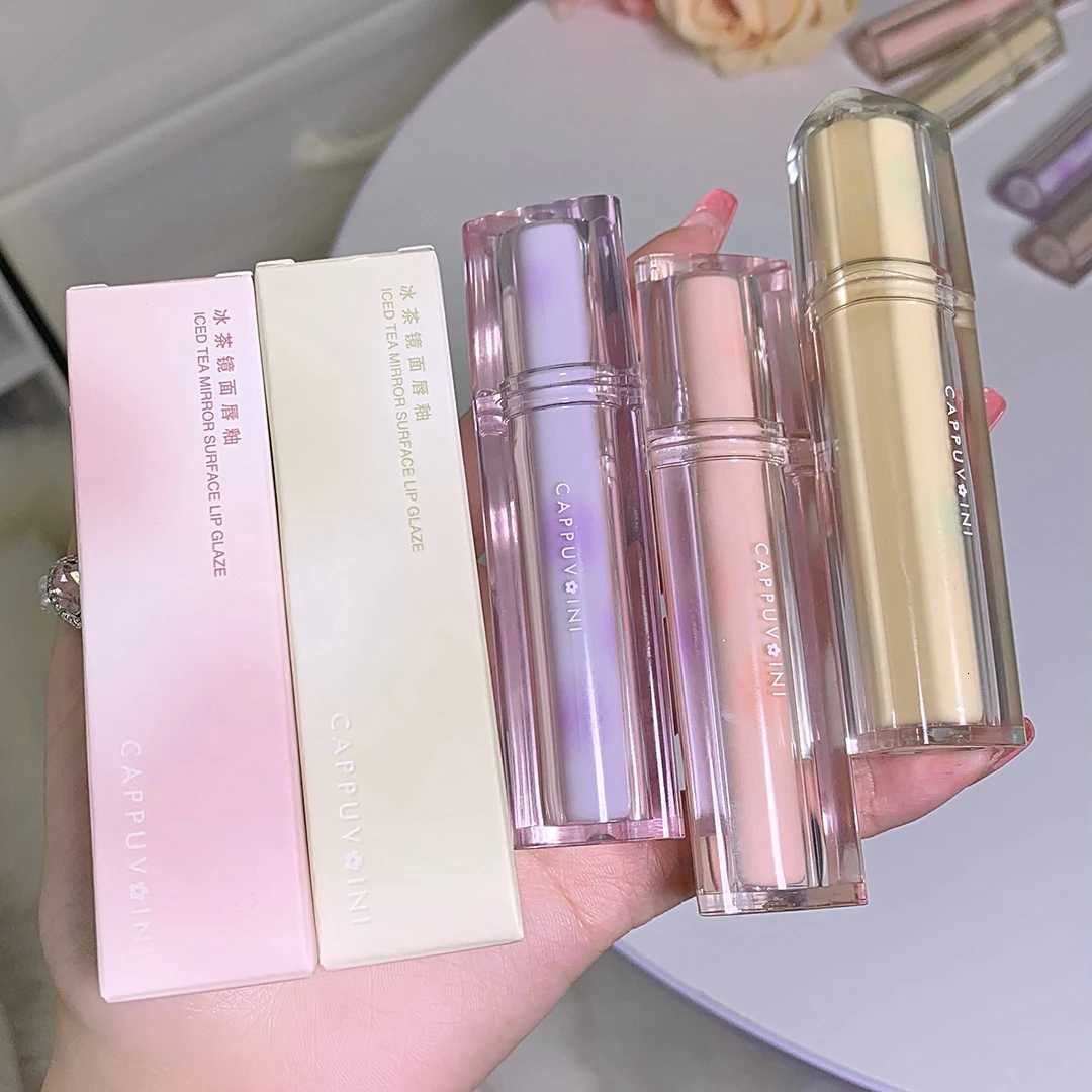 Iced Tea Mirror Lip Glaze Watery Lip Gloss Waterproof Lasting Transparent Jelly Liquid Lipstick Womon Beauty Makeup Lip CosmeticT251222