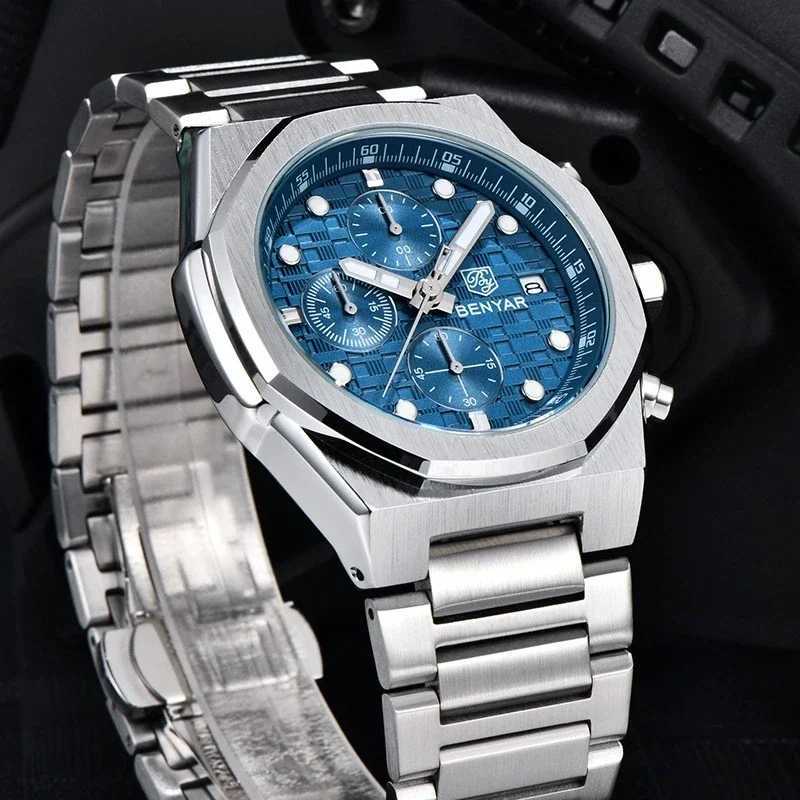 BENYAR 5216 Fashion Quartz es for Man Mtifunctional Waterproof Steel Str Cndar Luminous Elegant Busin Mens M251222