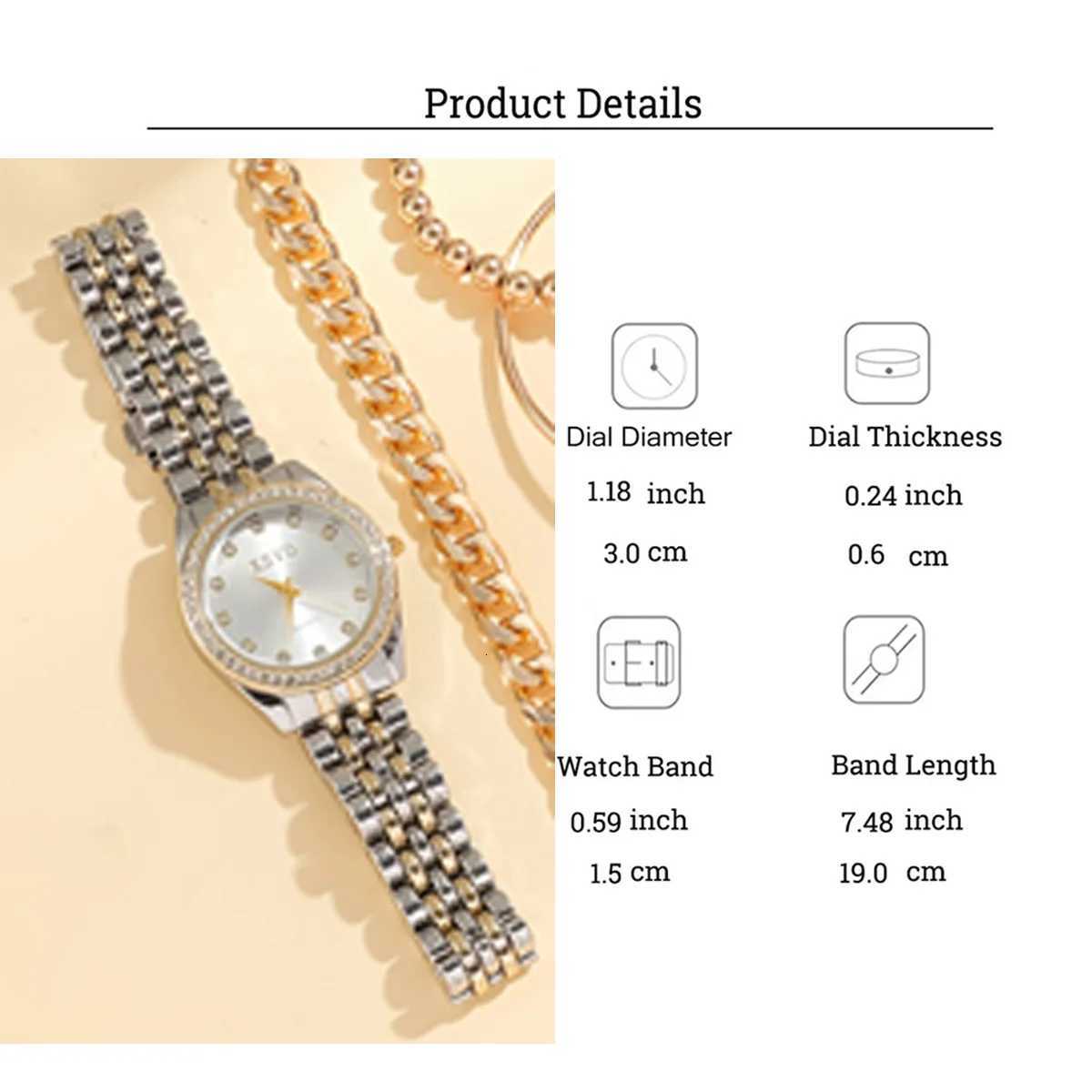 Light luxury simple fashion Diamond round dial point diamond sc alloy steel band wens quartz jewelry set of M251222