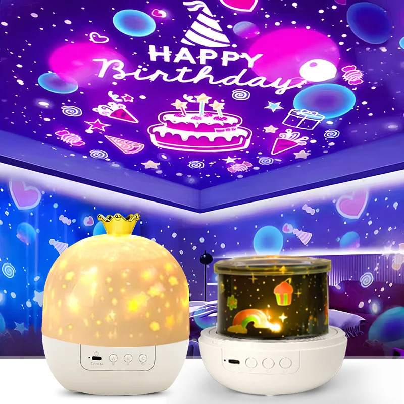 Crown Star Light Projection Rotating Bedroom Ceiling Atmosphere Night Lamp Stars Childrens Birthday Gift with Films Sheet 251222 - view 3