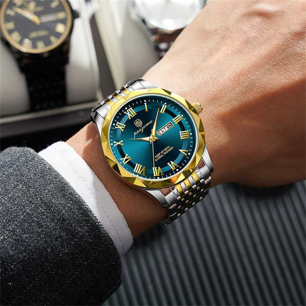 PAAZU Luxury Men Top Waterproof Luminous Chronogrh Man Wrist Stainl Steel Quartz Mens es Reloj M251222
