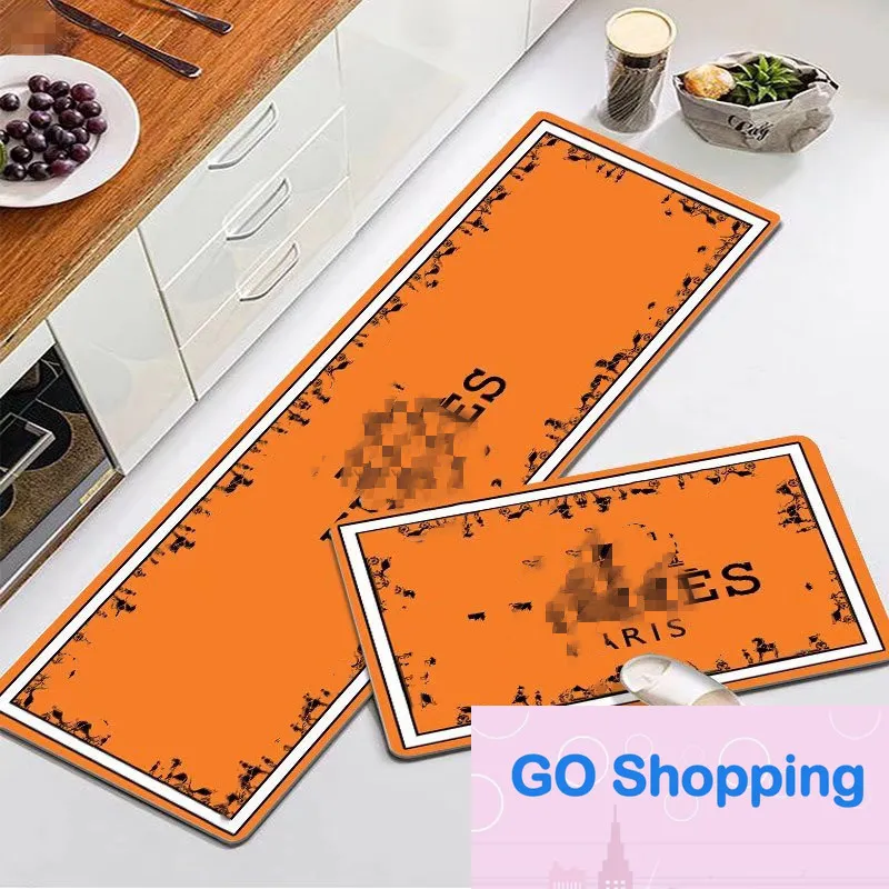 Rectangular Rug Designer Carpet Fashion Brand Ins Internet Celebrity Kitchen Floor Mats Carpet Mats Absorbent Oil-Absorbing Non-Slip Mat Long Mat Set