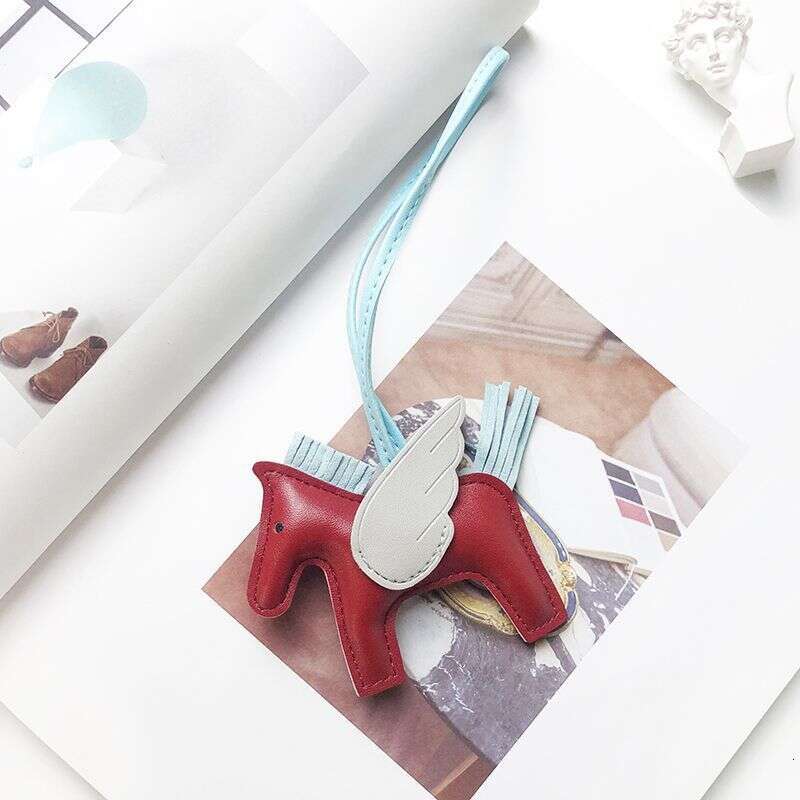 2025 New Cute Leather Rearview Mirror Bag Pegasus Pendant Internet Celebrity Review Hanging Decoration