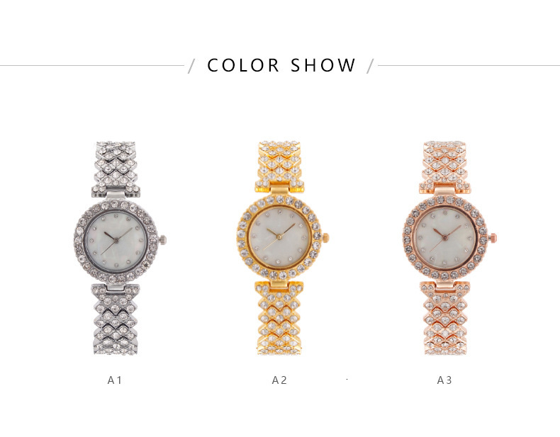 Classic metallic color scheme elegant rhinestone inlay exquisite luxury ladies' watch new popular retro nostalgic elegant luxurious fashion watch