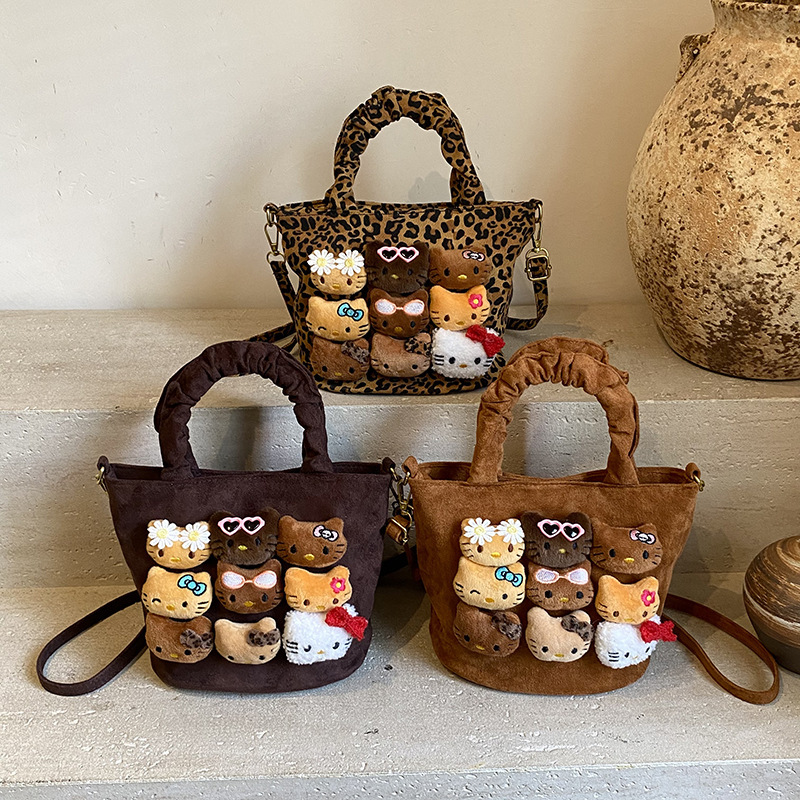 New Girl Crossbody Bag Cartoon Plush Doll Cute Girl Suede Shoulder Bag Fashion bag Women s Bag Trendy Designer Parent Child Bag