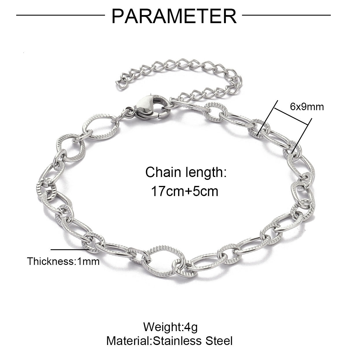 18K Real Gold Color Retention Flat Long Cross Titanium Steel Bracelet Female Paper Clip DIY Stainless Steel Paperclip Chain