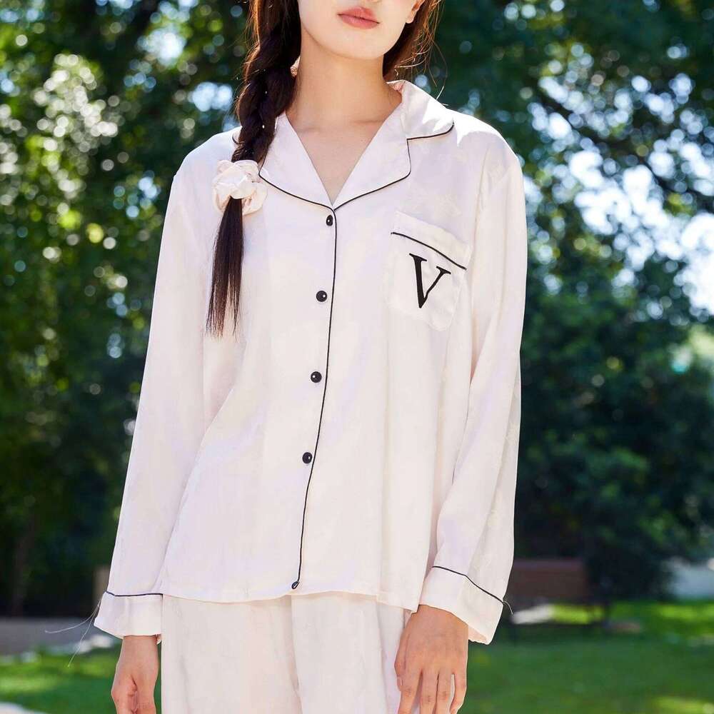 Jacquard Butterfly Women's Sleepwear 2Pcs Pajamas Set Spring New Silk Satin Trouser Suits Home Clothes Loose Casual Loungewear