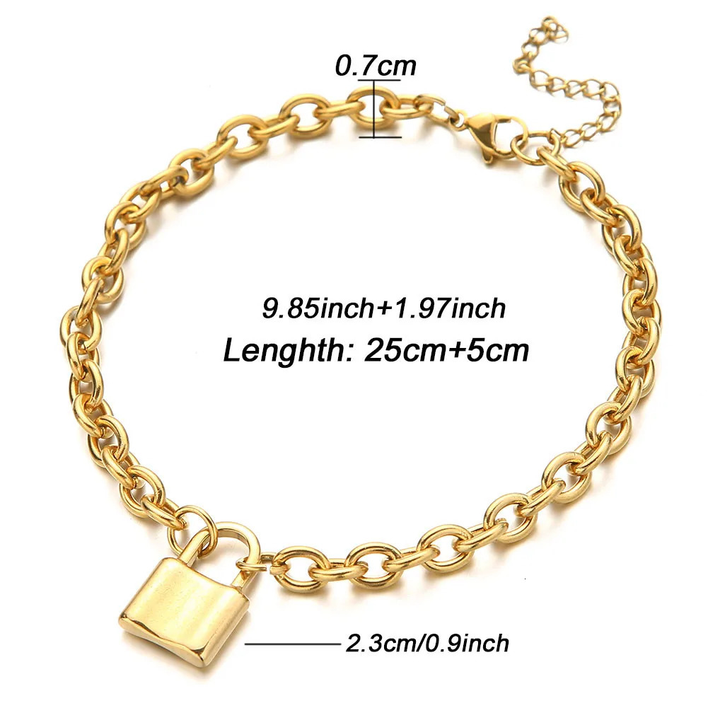 Stainless Steel Padlock Charms Anklets Sandals Foot Jewelry Leg Lock Pendant Anklet Bracelets For Women Chain 251222
