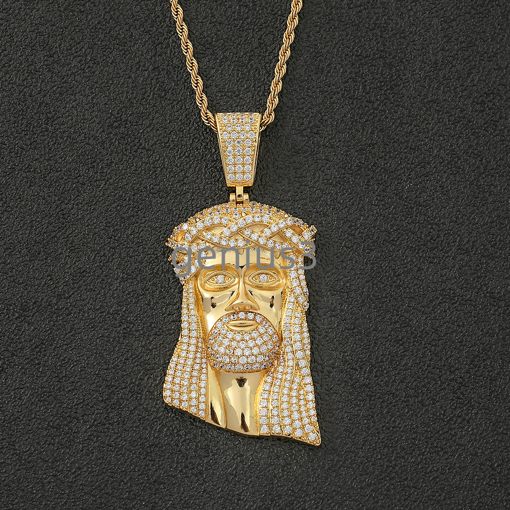 Hip Hop Iced Out moissanite Bling Diamond Big Jesus Piece Pendant Necklace Jesus Pendant