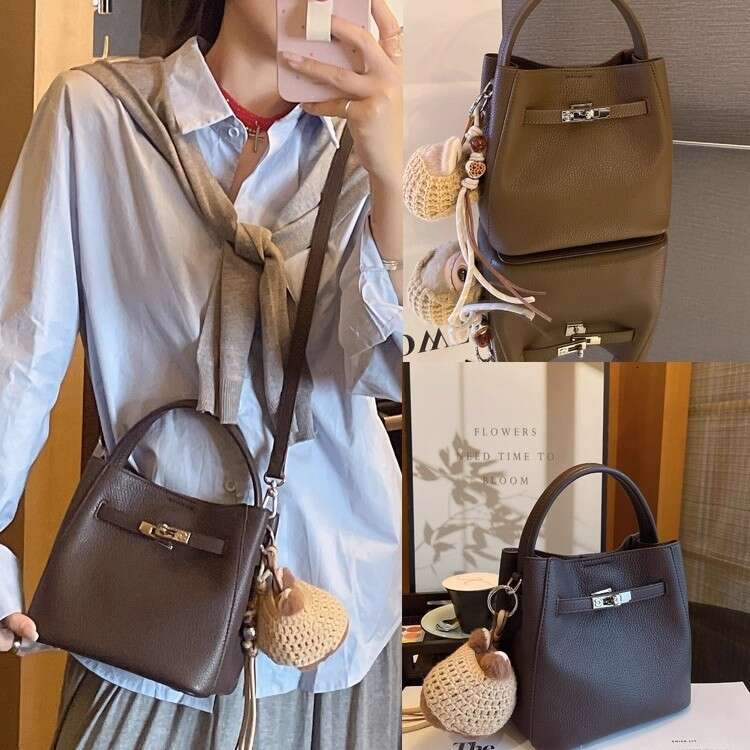 Cross-Border Foreign Trade Genuine Leather Bags 2025 Trendy fashion Shoulder Crossbody Niche Handbag Bucket Bag Women