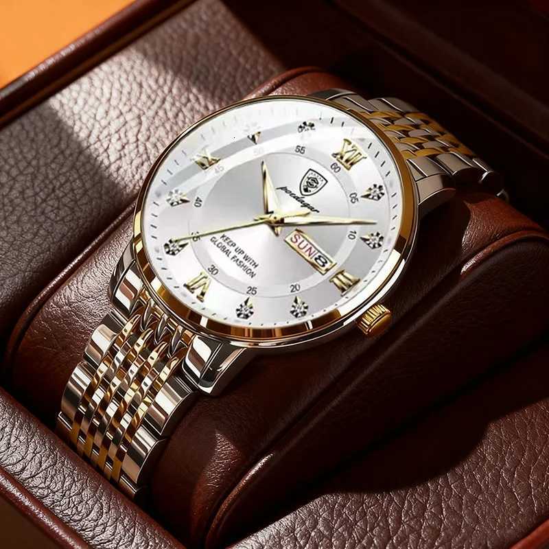 POEDAGAR Luxury Sports Mens Wrist Stainl Steel Waterproof Date Man High Quality Casual Fashion Quartz Men es M251222