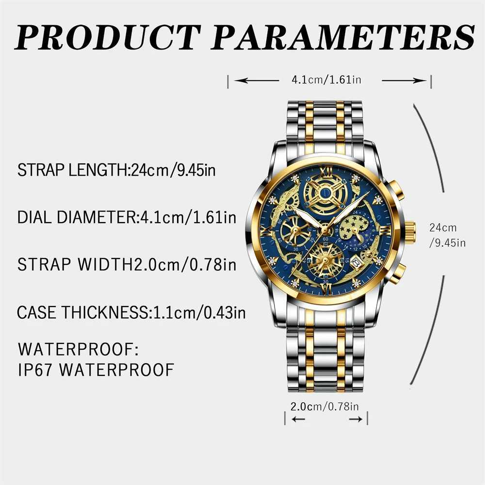 BINBOND Round es For Men Week Date Stainl Steel Man Luminous Waterproof Luxury Mens Quartz Wrist M251222