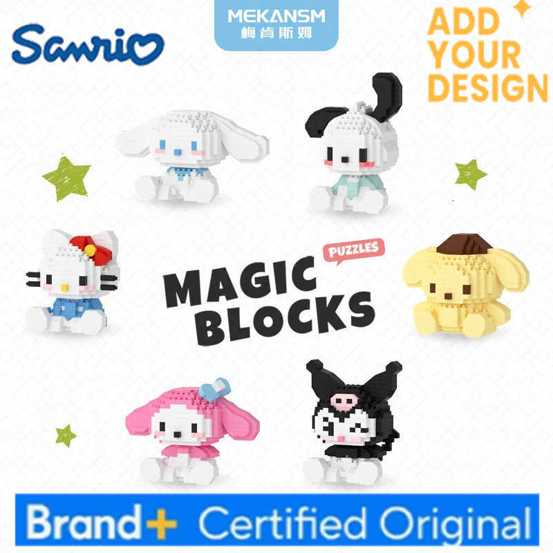 Sanrio Hello Kitty Micro Building Block Pochacco Cinnamoroll Kuromi Assembled 3D Model My Melody Mini Bricks Figure Toys H251222