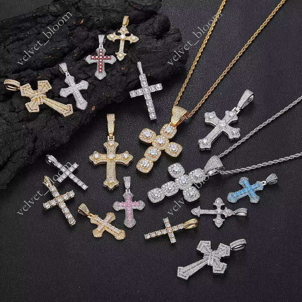 VEROMCA Wholesale Hip Hop Cross Moissanite Personalized Full Moissanite Men's Pendant Necklace Jewelry Moissanite Chain