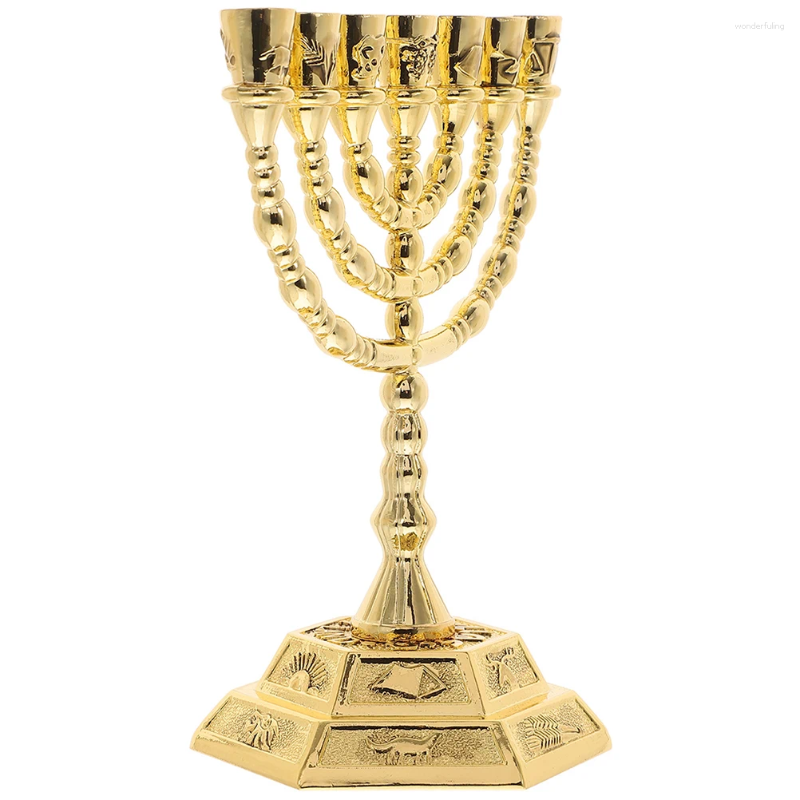 Candle Holders 7-Branch Metal Candlestick Ornaments Vintage Candelabrum For Hanukkah Jewish Holder Desktop Decoration Party H260310