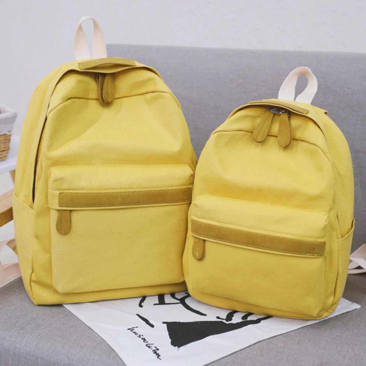 Solid Color Small Fresh Canvas Backpack Womens 2022 New Backpack Womens Backpack High School Student School Bag SizeM251222