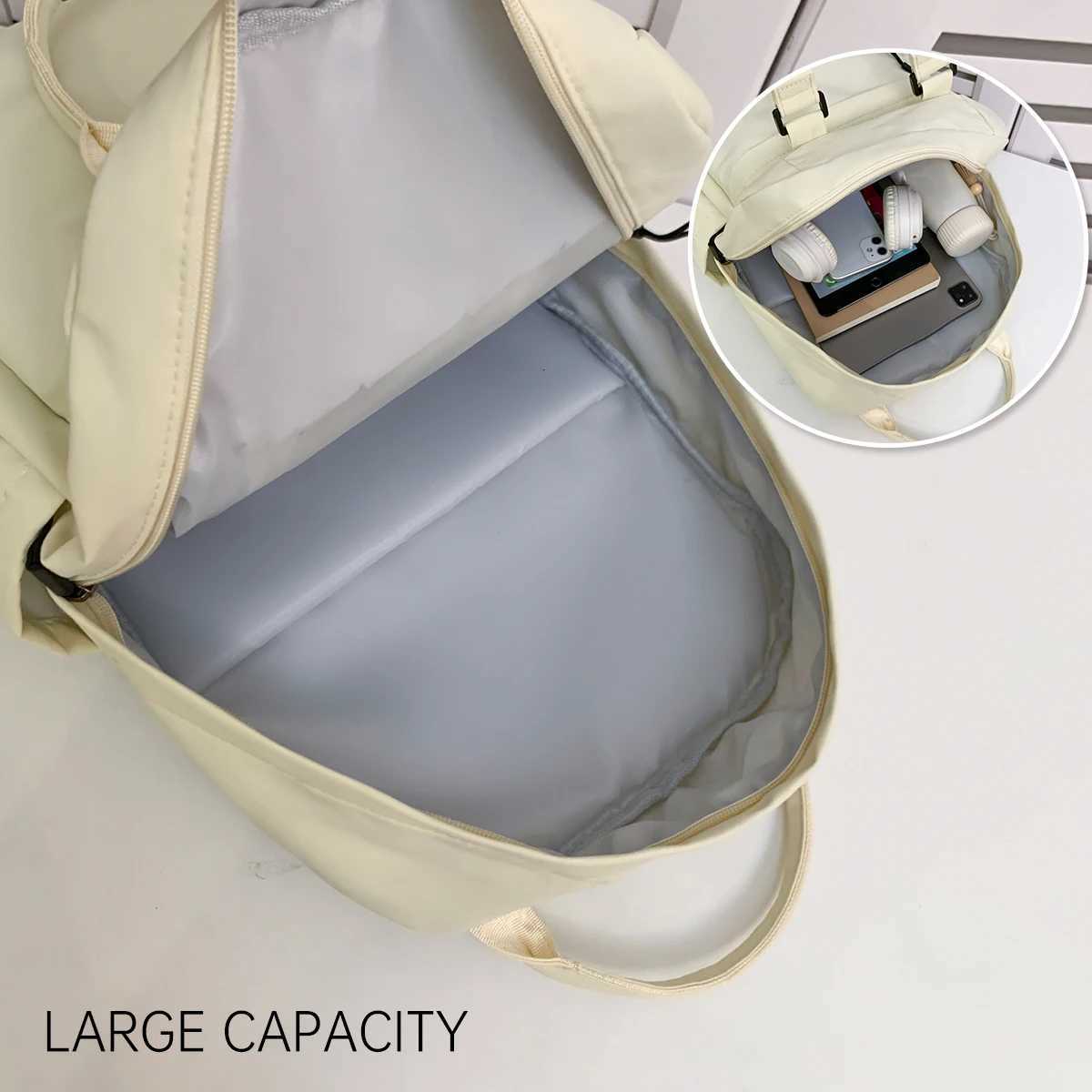 Womens New Versatile Canvas Backpack Lightweight Commuter Travel Backpack Large Capacity Student School Bag Womens Bag for Work and ChildcareM251222