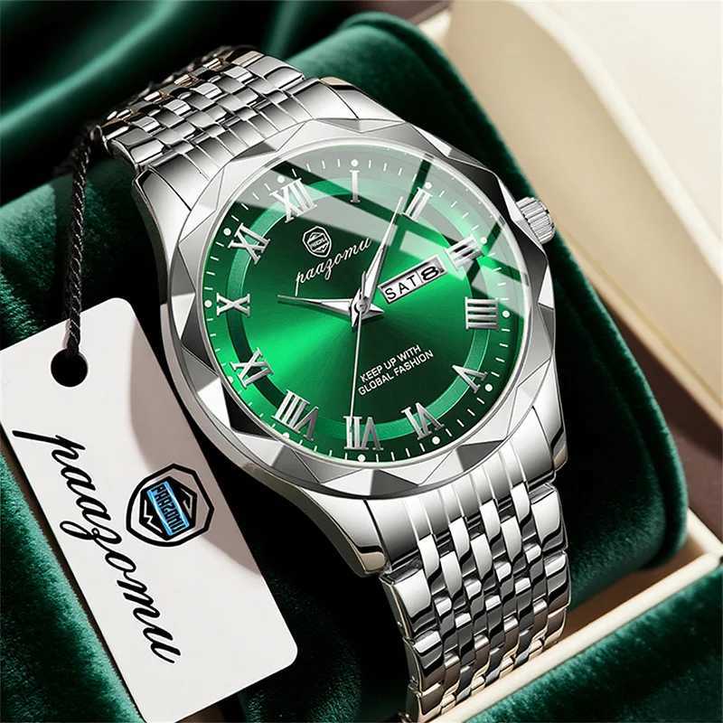 POEDAGAR Luxury es For Men Stainl Steel Waterproof Luminous Man Date Week Fashion Casual Mens Quartz Reloj M251222