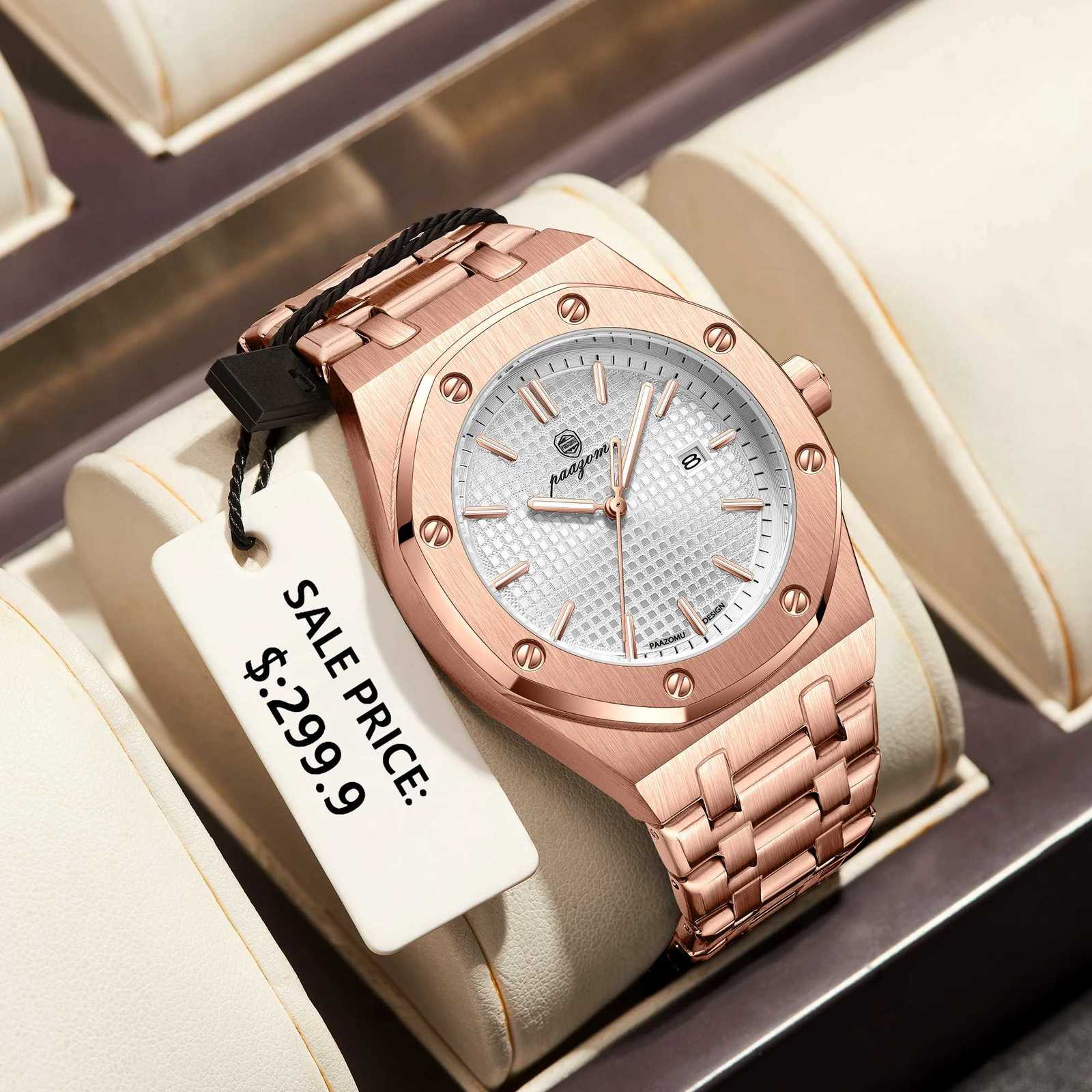 PAAZU Man Top Luxury Waterproof Luminous Date Men Stainl Steel M Clock Sport Fashion Mens Quartz es M251222