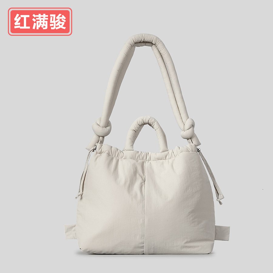 nylon fabric drawstring backpack for women with large capacity and lightweight dualpurpose single shoulder bag soft cotton clip handbag 241203