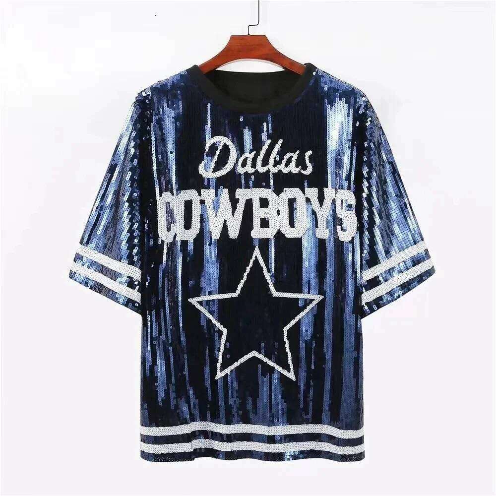 2025 New Cowboy Baseball Football Game Female Tops Sequin Women Jersey Dress X251222
