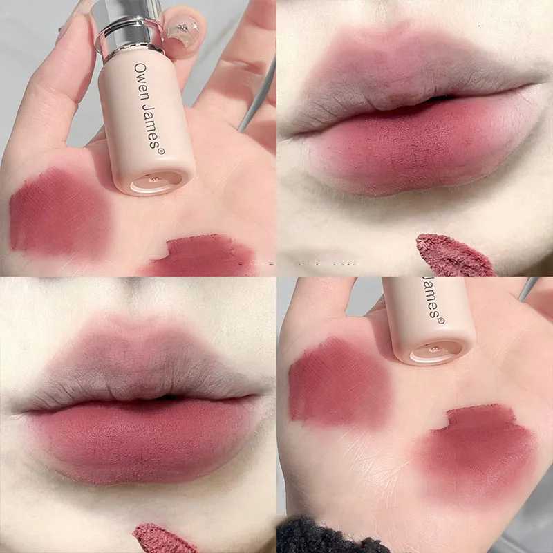 Small Bottle Pink Mist Lip Cream Mud Matte Velvet Lip Gloss Clay Long-lasting Color Non-drying Nude Peach Lip Glaze Rouge TintT251222