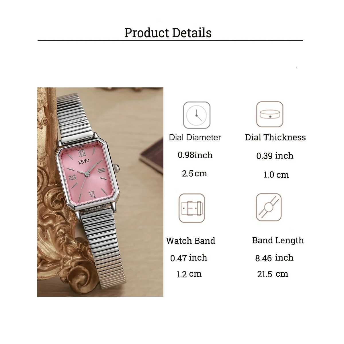 Fashionable Cpact Square Dial Alloy Str Wens Quartz Diamond 2 Piece Set for Thanksgiving Christmas G M251222