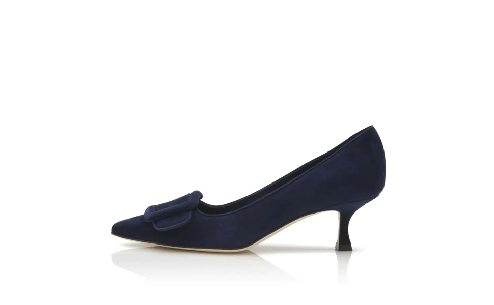 Luxury Women Sandals Pumps MAYSALE PUMP 50 mm High Heels Ltaly Popular Navy Blue Suede Buckle Detail Pointed Toe Designer Comfortable Evening Dress Sandal Box EU 35-43