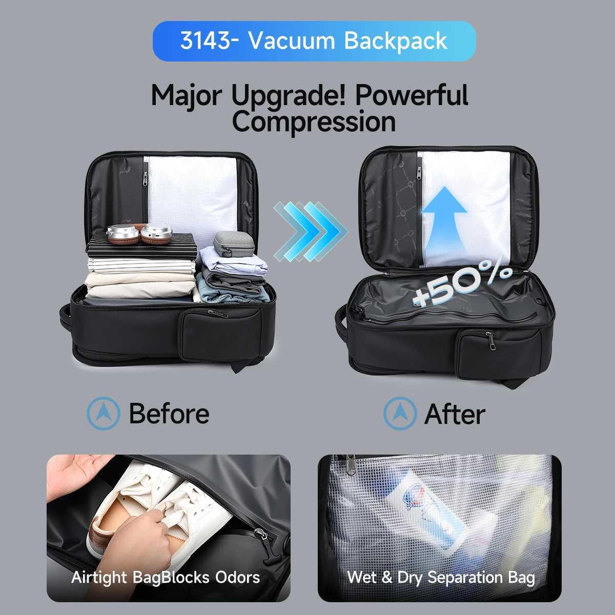 Tigernu Travel Backpacks Vacuum Backpack 14 156 173inch Laptop Backpack For School Backpack Men Schoolbag Compression BackpackM251222