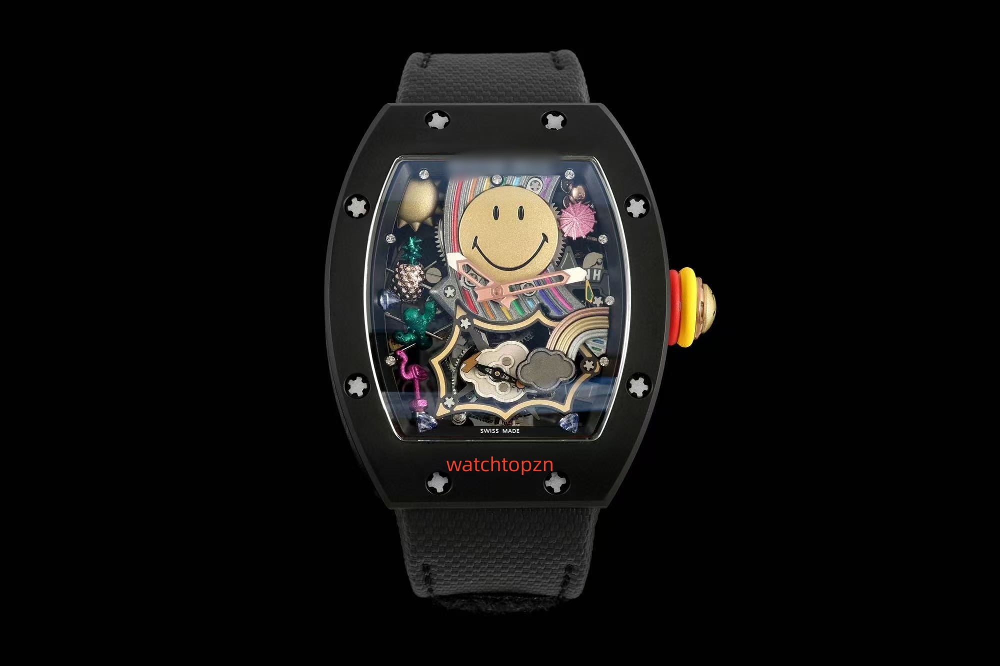 Men's watchRm88 ATZ Ceramic Production Integrated movement and tourbillon movement with rubber strap and blue sapphire crystal cover. Men's watch designer watches