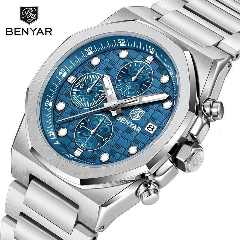 BENYAR 5216 Fashion Quartz es for Man Mtifunctional Waterproof Steel Str Cndar Luminous Elegant Busin Mens M251222