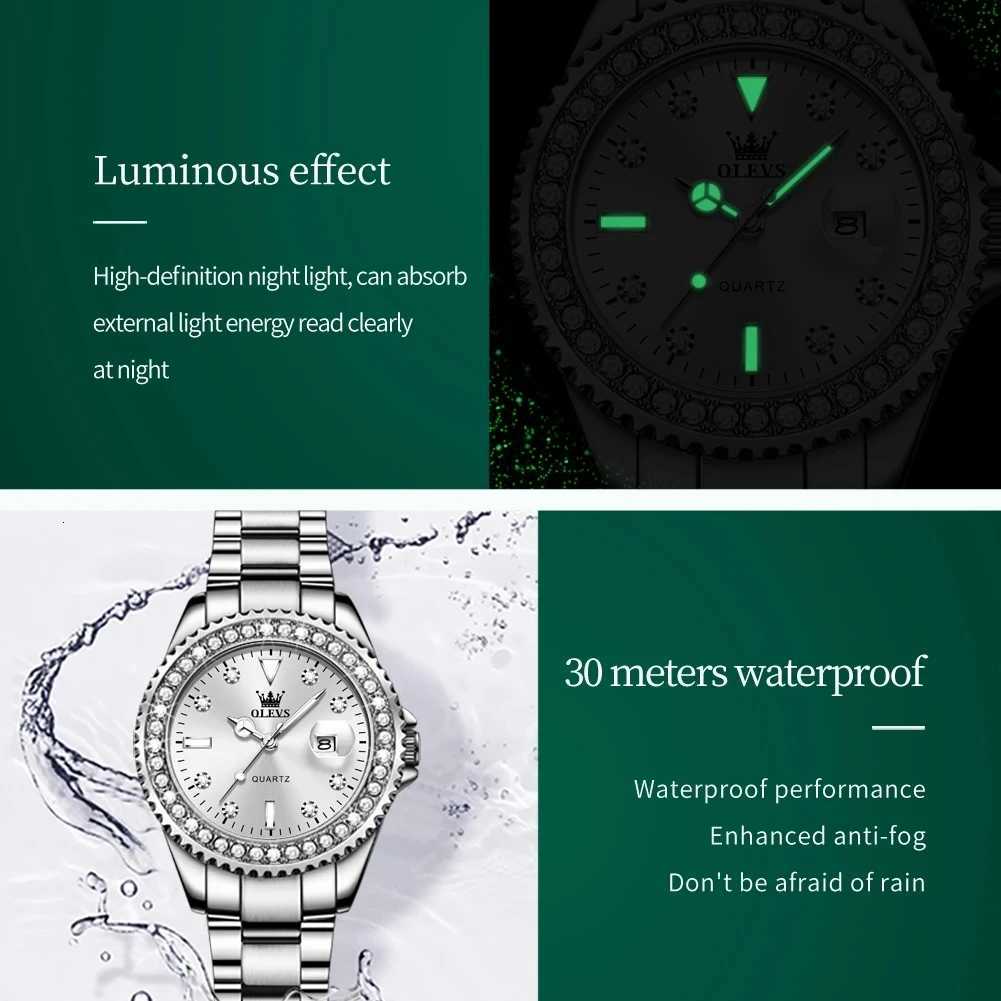 OLEVS Diamond Dial Quartz for Wen Fashion Elegant Ladies es Stainl Steel Waterproof Wens Wrist M251222
