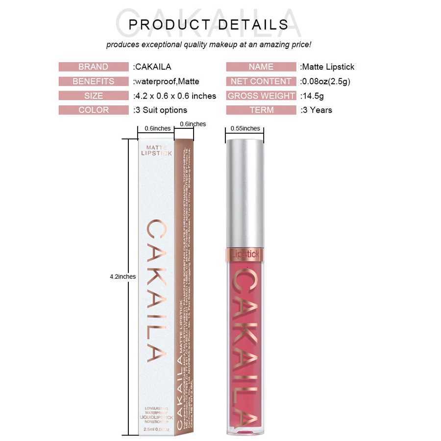 CAKAILA 18-Color NonStick Cup Lip Gloss Matte Velvet Lipstick Waterproof Long-lasting Liquid Lipstick Moisturizing Lip StickT251222