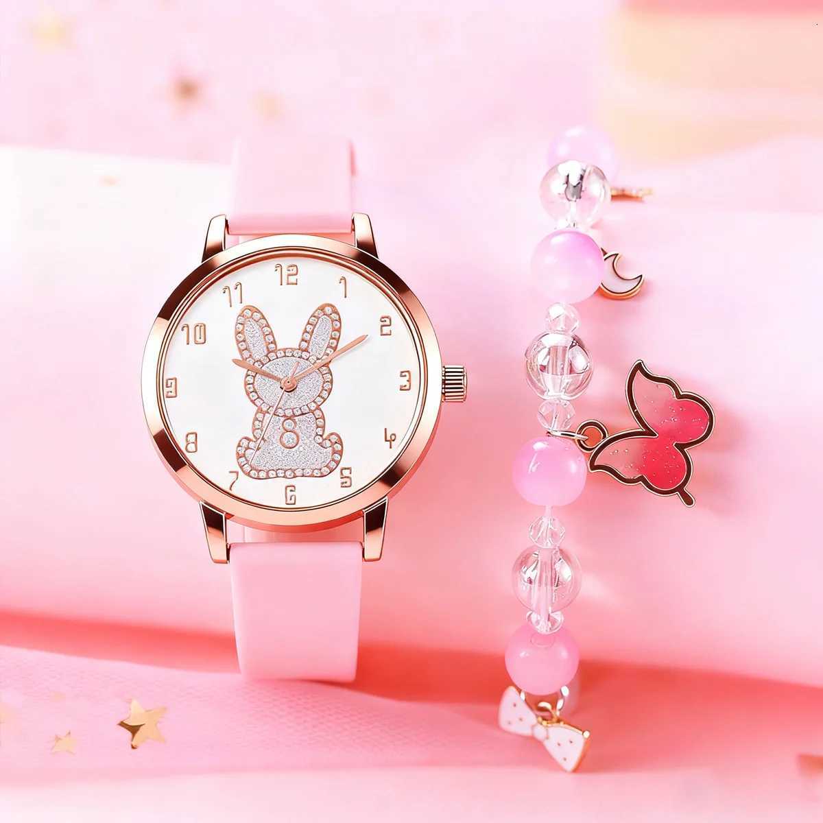Fashionable simple cute rabbit pattern wen quartz and set suitable for daily wear Christmas gift M251222