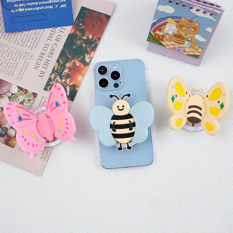 Butterfly Silicone Magnetic Transparent Airbag Stand Bee Adjustable Wings Holder Phone Accessories Portable