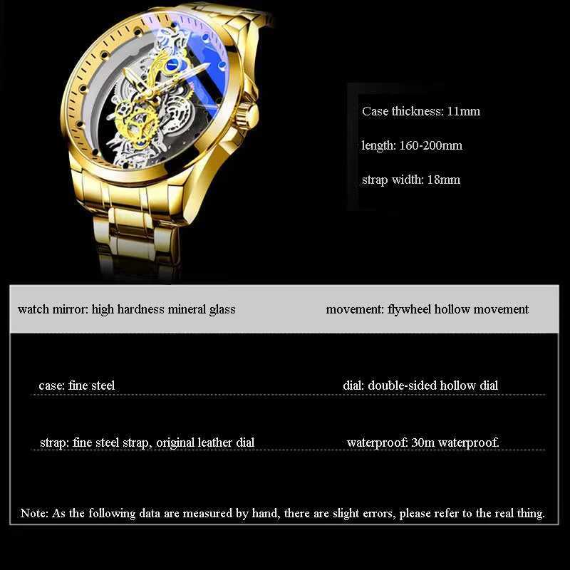 2024 New Men Skeleton Quartz Wrist Gold Skeleton Retro Man Top Brand Luxury Clock Mens es Reloj Hbre M251222