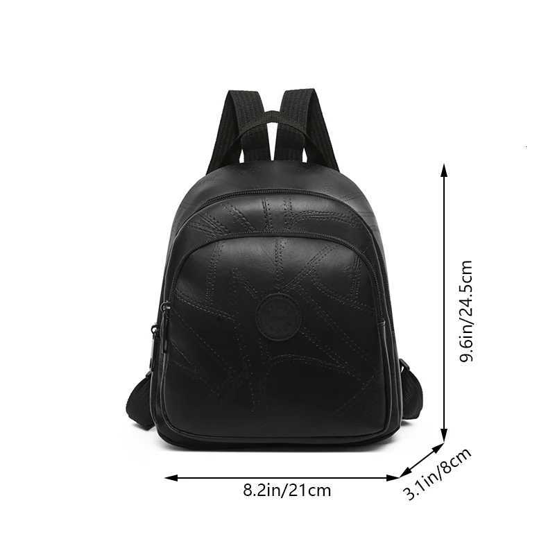 Neutral style backpack for men and women suitable for travel and school use PU material pure black small bagM251222