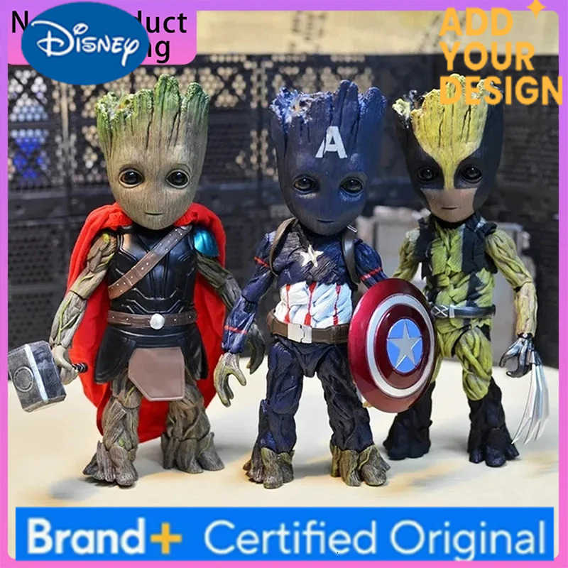 Disney 25cmMarvel X Deadpool Galaxy Guardians Little Tree Man Groot Action Figures Car Decoration Ornaments Boy Christmas Birthday Gift L260511