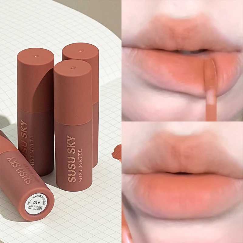 Soft Mist Milk Coffee Small Milk Tube Lip Glaze Red Brown Velvet Matte Lip Gloss Lasting and Non Fading Liquid Lipstick MakeupT251222