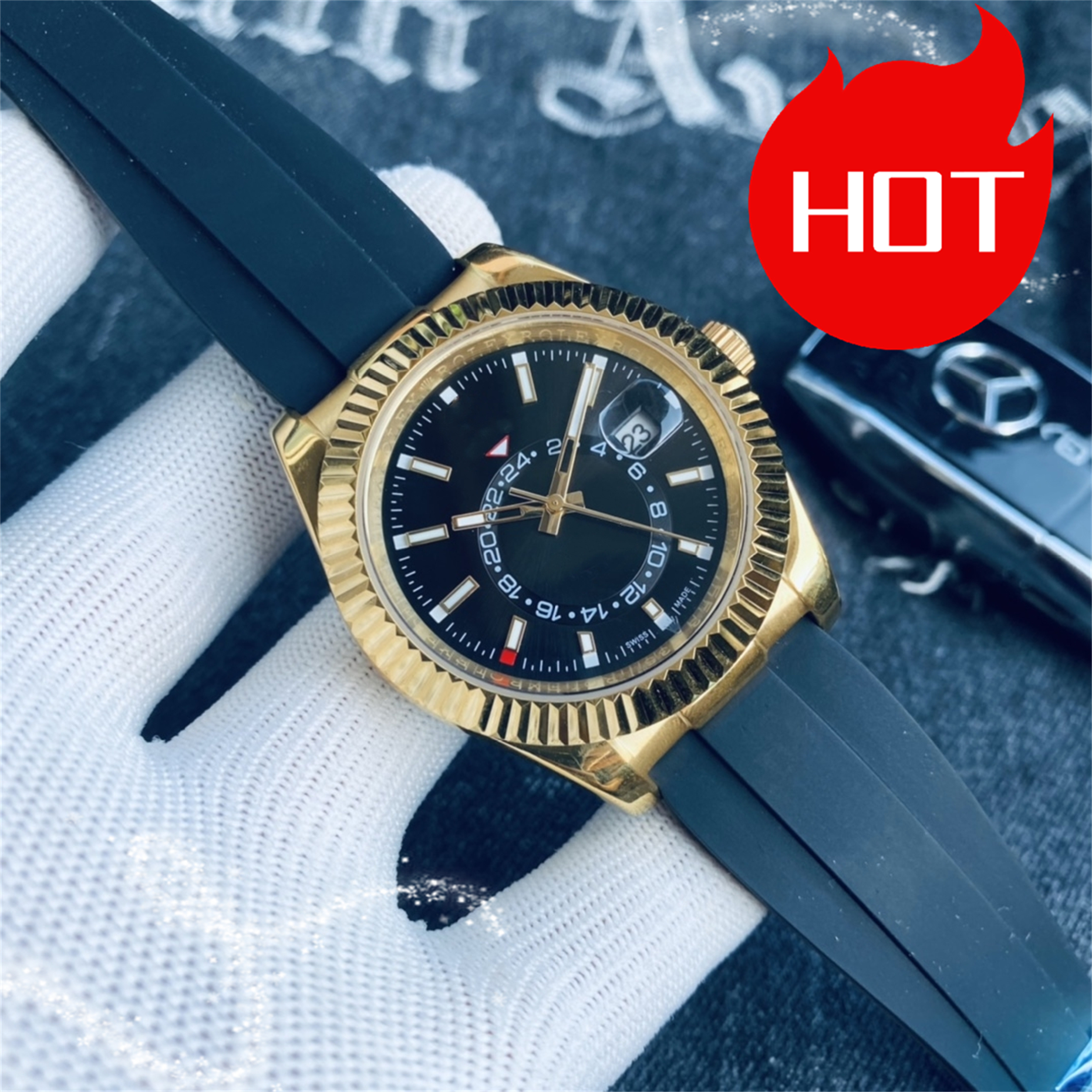 Men SKY DWELLER automatic mechanical movement watch high quality men's watches movement 904L make sapphire luminous waterproof watch #633