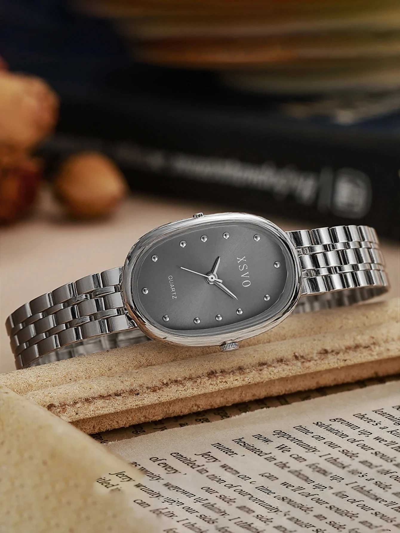 Fashionable simple and elegant oval rhinestone sc Wens quartz set of 5 s suitable for Thanksgiving Christma M251222