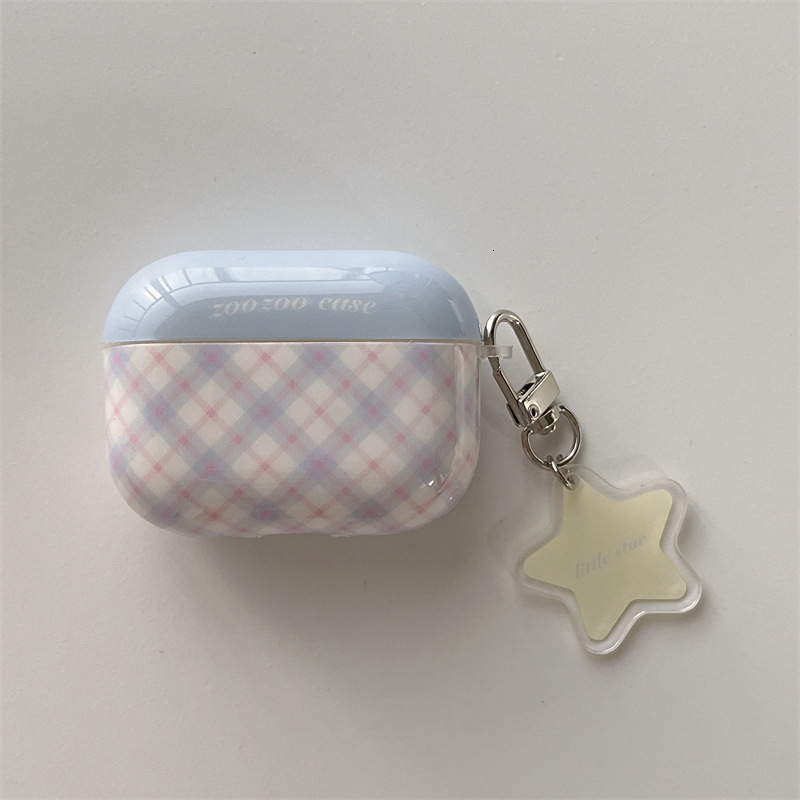 Summer Color-Block Plaid Pendant Compatible with Apple Case AirPods Pro 2nd Generation 2022 Earphones 4