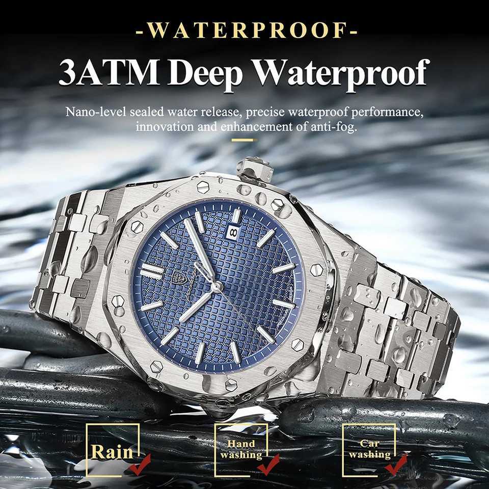 POEDAGAR Luxury Man Date Luminous Waterproof Stainl Steel Men Wrist Fashion Busin Quartz Mens es M251222