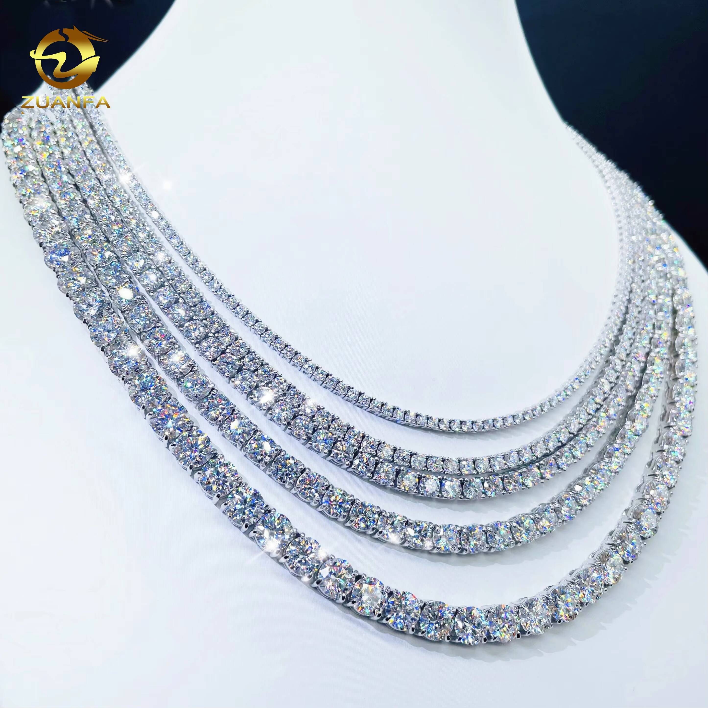 Factory Price Full Size Moissanite Tennis BraceletNecklace Pass Diamond Tester Tennis Chain 925 Sterling Silver