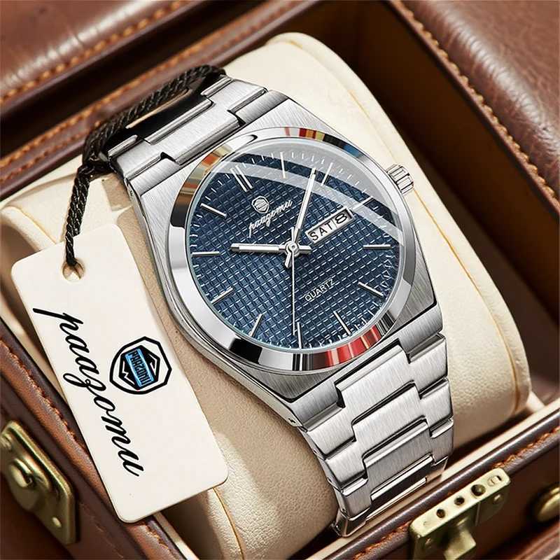 POEDAGAR Luxury Sport Quartz Man Wrist Waterproof Luminous Date Week Men es Stainl Steel Mens M Relojbox M251222