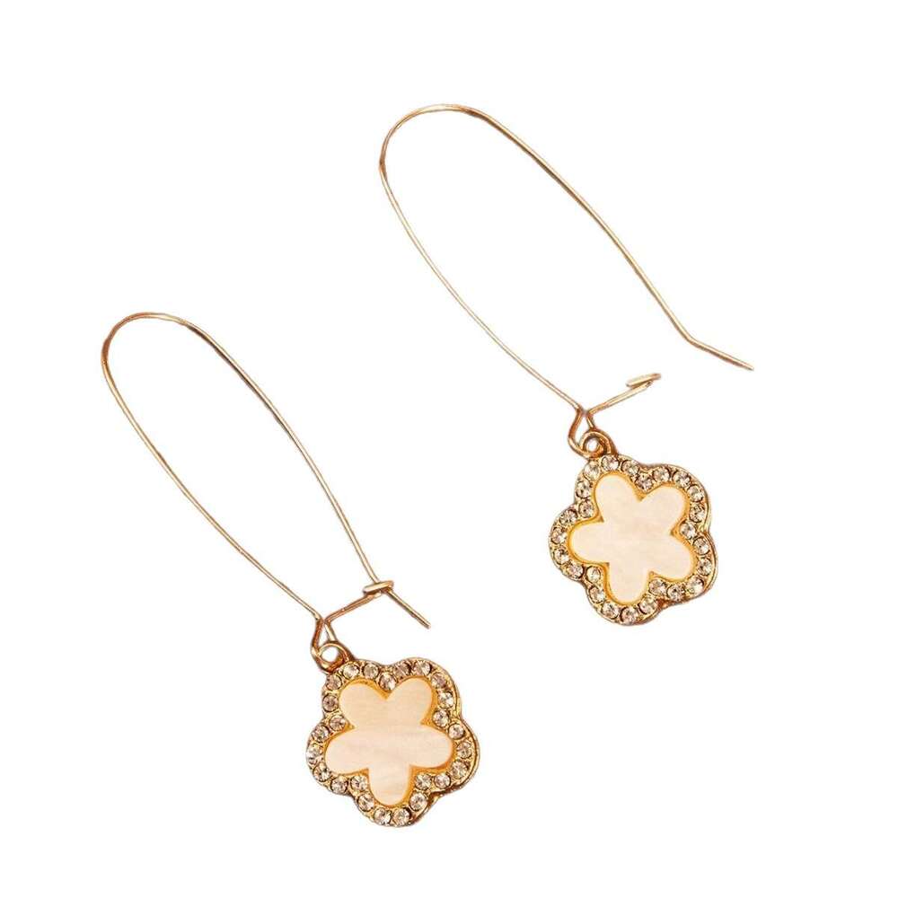 Exquisite Light Luxury Elegant Temperament Flower Pendant Five-leaf Clover for Women High-end designer Rhinestone Earrings