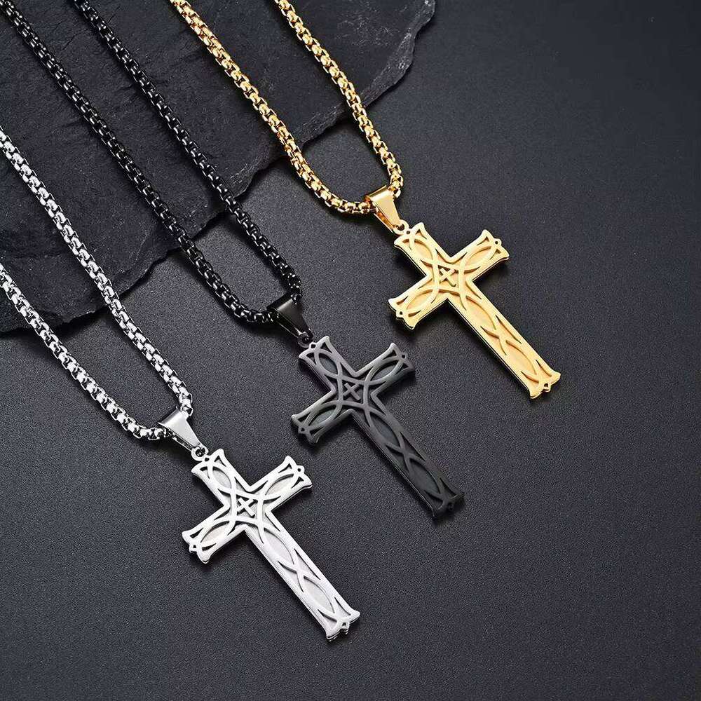 Jewelry New Custom OEM & ODM Sterling Silver Irish Knot Engraved Pendant Trendy Cross Necklace